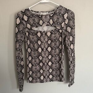 Caution To The Wind Black and White Snakeskin Long Sleeve Top